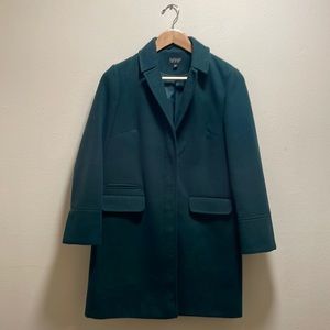 Top Shop Hunter Green pea coat jacket zip up size 4